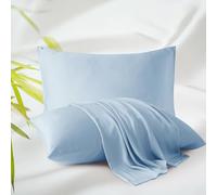 Standard Size Pillow Protectors Viscose Derived from Bamboo - Set of 2 Zippered, 400 Thread Count Cooling Pillow Case 26x20 Soft Hotel Quality(2 Pcs, Sky Blue, Standard)