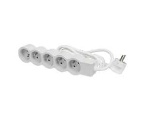 Standard Socket 5x2P With Grounding 3m Cord White-Gray (European Socket) - 049492 [10 Pieces]