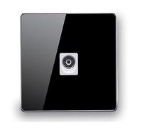 Standard Style modern TV Wall socket, Coaxial Wall Mount Acrylic White/Black cable TV crystal glass panel-Black