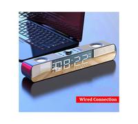 (Standard version white) Bluetooth 5.0 Speaker Stereo Subwoofer Bass Four-Units Noise Reduction FM Radio TF Card AUX-In Alarm Clock 1500mAh LED Mirror Display Soundbar