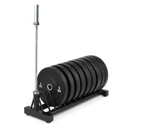 Standard Weight Plate Storage Rack with Plates & Barbell Set - Cast Iron, Bumper & Tri Grip Options - 45kg to 150kg with 4ft/5ft/6ft/7ft Barbell
