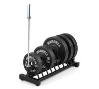 Standard Weight Plate Storage Rack with Plates & Barbell Set - Cast Iron, Bumper & Tri Grip Options - 45kg to 150kg with 4ft/5ft/6ft/7ft Barbell