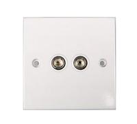 Standard White Flush Fitting 2 Gang Coax Aerial Socket