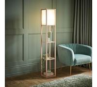ValueLights | Struttura Pastel Pink Wood Shelving Square Floor Lamp with Fabric Shade | Floor Lamps, Home Décor & Improvement Essential