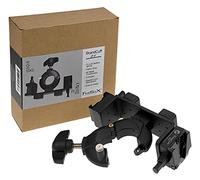 StandCuff 2-V - Compact 2X 3/8", 1/4"-20 & V-Lock Battery Stand Mount for 20-35mm Diameter Pole Section, All Metal Construction w/Geared Locking Mechanism