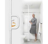 Stander Security Pole and Curve Grab Bar, Elderly Tension Mounted Floor to Ceiling Transfer Pole, Bathroom Safety Assist and Stability Rail, Iceberg White (Eligible for VAT Relief in The UK)