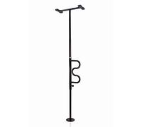 Stander Security Pole and Curve Grab Bar, Elderly Tension Mounted Floor to Ceiling Transfer Pole, Bathroom Safety Assist and Stability Rail, Metallic Black (Eligible for VAT Relief in the UK)