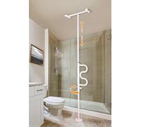 Stander Security Pole and Curve Grab Bar, Elderly Tension Mounted Floor to Ceiling Transfer Pole, Bathroom Safety Assist and Stability Rail, Iceberg White (Eligible for VAT Relief in The UK)