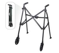 Stander Wonder Walker, Lightweight Foldable Space Saver Rolling Walker for Adults, Seniors, and Elderly, Compact Travel Walker with 6-inch Wheels and Ski Glides for Mobility Support, Matte Black