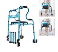 Stander Walker,Adult Walkers with 4 Wheels and Seat,Height-Adjustable,One-Touch Folding,Anti-Turning,Strong Load-Bearing,Suitable for Rehabilitation Patients,Elderly Use