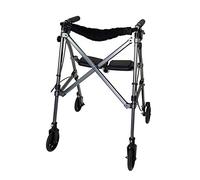 Stander Wonder Rollator, Lightweight Folding Space Saver Mobility Rolling Walker for Seniors and Adults, 6-inch Wheels, Locking Brakes, and Padded Seat with Backrest, Black Walnut