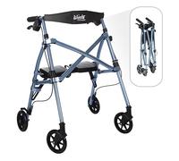 Stander Wonder Rollator Short, Lightweight Junior Folding Walker for Seniors and Adults, Travel Space Saver Rollator, Petite Walker with Wheels and Seat, Cobalt Blue