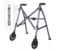 Stander Wonder Walker Short, Junior Lightweight Foldable Space Saver and Rolling, for Adults, Seniors, and Elderly, Petite Device with 6-inch Wheels and Ski Glides for Mobility Support, Cobalt Blue