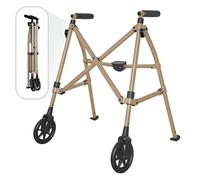 Stander Wonder Walker Short, Junior Lightweight Foldable Space Saver Rolling Walker for Adults, Seniors, and Elderly, Petite Walker with 6-inch Wheels and Ski Glides for Mobility Support, Desert Sand
