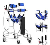 Standing Aid for Elderly Adults Cerebral Palsy & Hemiplegia Rehabilitation Rollator with Handbrake Training Aids 8 Wheels Rehabilitation Training Walking Frame