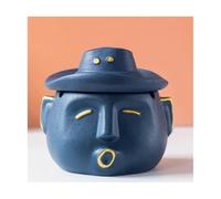 standing ashtray-Ashtray - Ceramic Ashtrays with Lids, Ashtrays for Cigar Smokers, Creative Aesthetic Fruit Decor for Home, Desktop, Living room(Blue)