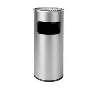 Relaxdays Freestanding Stainless Steel Ashtray & Bin, 30L, Removable Liner, Silver, 60.5x23.5x23.5 cm