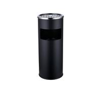 Relaxdays outdoor ashtray with bin, metal, 17 l, smoker's pillar inner bin, HxD: 60.5x24 cm, iron, black/silver
