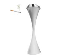 Standing Ashtray Outdoor For Patio, Outside Ashtrays For Cigarette Butt Receptacle Disposal, Commercial Metal Smokers Cigar Ash Tray Container With Lid(White)