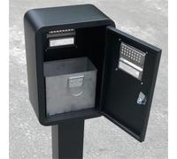 Standing Ashtray Outdoor Iron Baked Enamel Vertical Ashtray, Street Square with Lock Cigarette Butt Column Outdoor Cigarette Bin(Bruin)