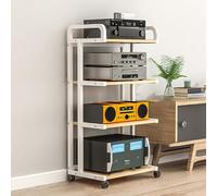 Standing Audio Rack, Speaker Display Stand, Stereo Racks & Stands with Storage Shelves, Media Tower with Universal Wheels, Easy Assembly for Living Room & Gaming Setup