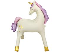 Standing Balloon Unicorn,6.6x6 Inch,White Foil Balloon Unicorn with Gold Elements Rainbow Design,Unicorns Party Decorations,Unicorns Balloons,for Birthday Parties,Baby Shower,Room Decorations