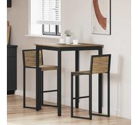 Standing Bar Table Artisan Oak Engineered Wood 80x80x105cm Metal Legs EasyClean