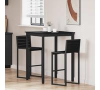 Standing Bar Table Black Oak 80x80x105cm Engineered Wood Sturdy Metal Legs UK