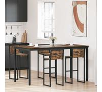 Standing Bar Table Smoked Oak 200x100x105cm Engineered Wood Metal Legs SturdyTop