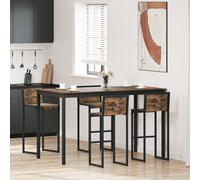 Standing Bar Table Smoked Oak Top 180x90x105cm Black Metal Frame, Modern Durable