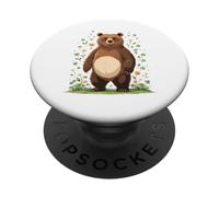 Standing Bear Illustration with Wildflowers PopSockets Adhesive PopGrip