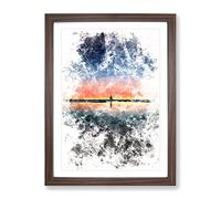 Standing Beneath The Moon Watercolour Modern Framed Wall Art Print, Ready to Hang Picture for Living Room Bedroom Home Office Décor, Walnut A3 (34 x 46 cm)