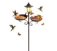 Standing Bird Bath Bird Feeder and Bath Bowl with LED Solar Light | - Feeding bowl for the lawn for balcony, garden, patio, outdoor, backyard, window and lawn