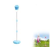 Standing Bubble Machine with Lights and Music, Adjustable Height, Automatic Rechargeable Bubble Blower with Bubble Liquid for Outdoor Parties, Weddings and Events (Blue)