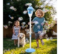 Standing Bubble Machine with Lights & Music, Rechargeable Bubble Machine for Kids Outdoor, Adjustable Height up to 47 Inch, Bubble Machine for Kids Wedding Party