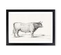 Standing Bull by Jean Bernard Framed Print | A2 Black Framed Wall Art | Ready to Hang | Modern Nature Picture | Living Room Bedroom Lounge Office
