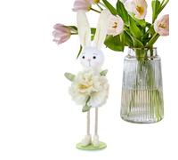 Standing Bunny Figurines - Cute Flower Spring Decor For Easter | Ideal Yard Lawn Porch Door Front Table And Corner Decorations | Great For Indoor Party Offices Room Desk Seasonal Accents | Adorable De