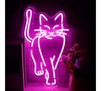 Standing Cat Neon Sign, LED Pink Cat Neon Light Sign with Dimmable Switch, A Walking Cat Neon Sign, USB Night Light Wall Decor for Bedroom Bar Hotel Wedding Birthday Party Gifts(9.8 * 16.1in)