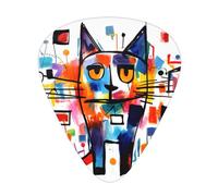 Standing cat Printed pick set - 12 pieces, thin, medium and thick guitar picks, suitable for guitar, bass, electric guitar and ukulele