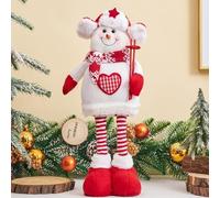 Standing Christmas Plush Figurine Decorations, Handmade Large Snowman Gnome Stuffed Plush with Retractable Spring Legs, Home Office Indoor Outdoor Snowman Table Fireplace Window Ornament Decor