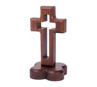 Standing Cross -12x6.5x6.5cm Wooden Catholic Easter Decor, Easter Catholic Standing Statue | Jesus On The Cross Wooden Statue For Faith Prayer For Living Room Bedroom Wall Shelf Church Party Wedding