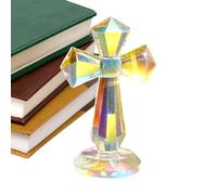 Standing Cross - 15cm Religious Sculpture for Desk | Crucifix with 360° Facetted Design for Catholic Families Collectors Pastors Parish Groups Hall