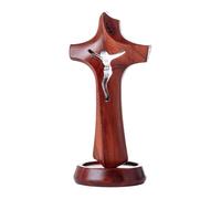 Standing Cross - Standing Wooden Crucifix Cross on Table, Religious Wooden Catholic Decoration | Woodens Christian Jesus Statue | for Home Table Centerpiece Church Desk Housewarming Living Room Bedroo