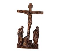 Standing Crucifix Small Wooden Jesus Cross Statue for Home Prayers Tabletop