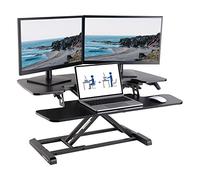 Standing Desk Converter - Height Adjustable Dual Monitor and Laptop Workstation, Spacious 2-Tier Desktop for Ergonomic Sit to Stand Use