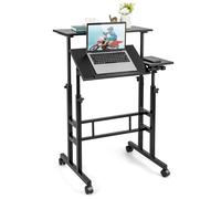 Standing Desk W/ Wheels Flip-over Desktop Height Adjustable Overbed Table