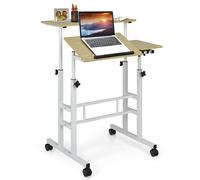 Standing Desk W/ Wheels Flip-over Desktop Height Adjustable Overbed Table