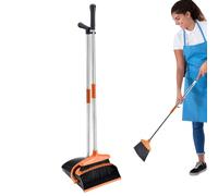 Standing Dustpan and Broom Set, Broom and Dustpan Combo - Foldable Upright Broom and Dustpan | Indoor Cleaning Tool for Apartment, Home, Kitchen