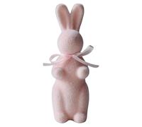 Standing Easter Bunny - Flocked Table Bunny Figurine | Cute Spring Decoration | Vivid Rabbit Statue for Work Area, Cupboard, Bookcase, Fireplace, Table, Home Decoration, Aesthetic Seasonal O