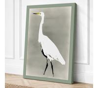 Standing Egret Minimalist Canvas Wall Art Print 18x12 Inch (46 x 30 cm)